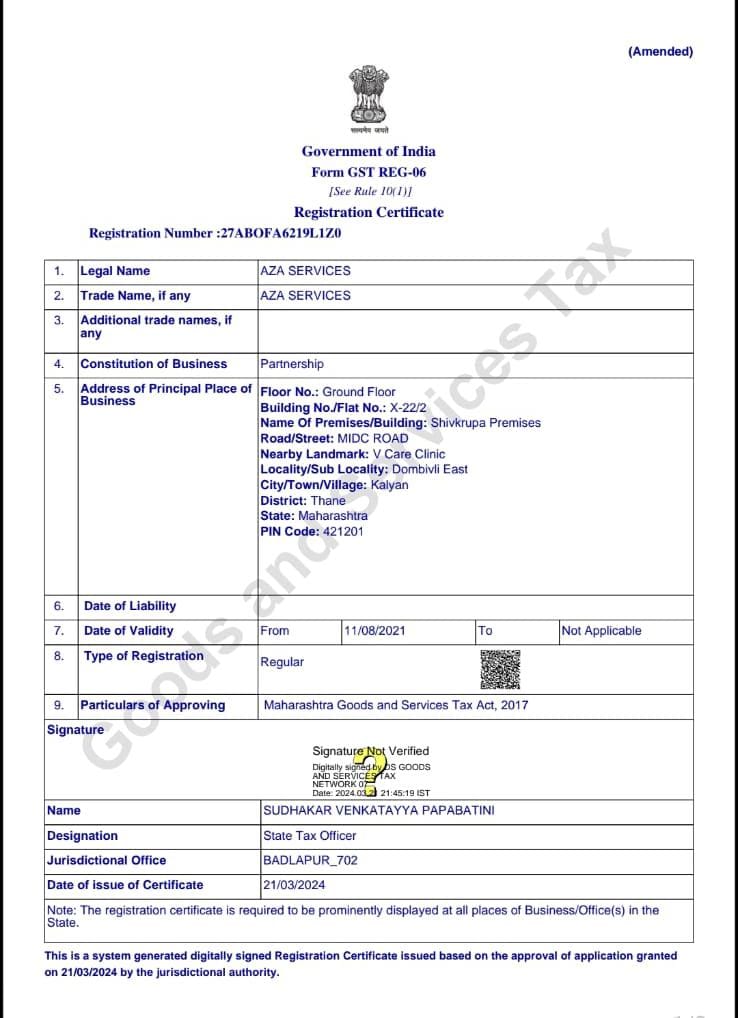 GST Certificate
